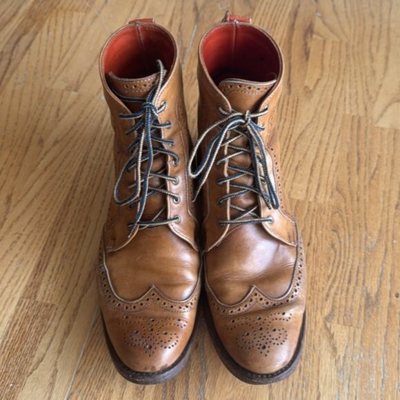 Allen Edmonds "DALTON" Men's Leather Wingtip Dress Boots 10D Walnut - Picture 1 of 16